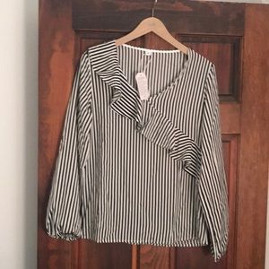 Black and white striped blouse